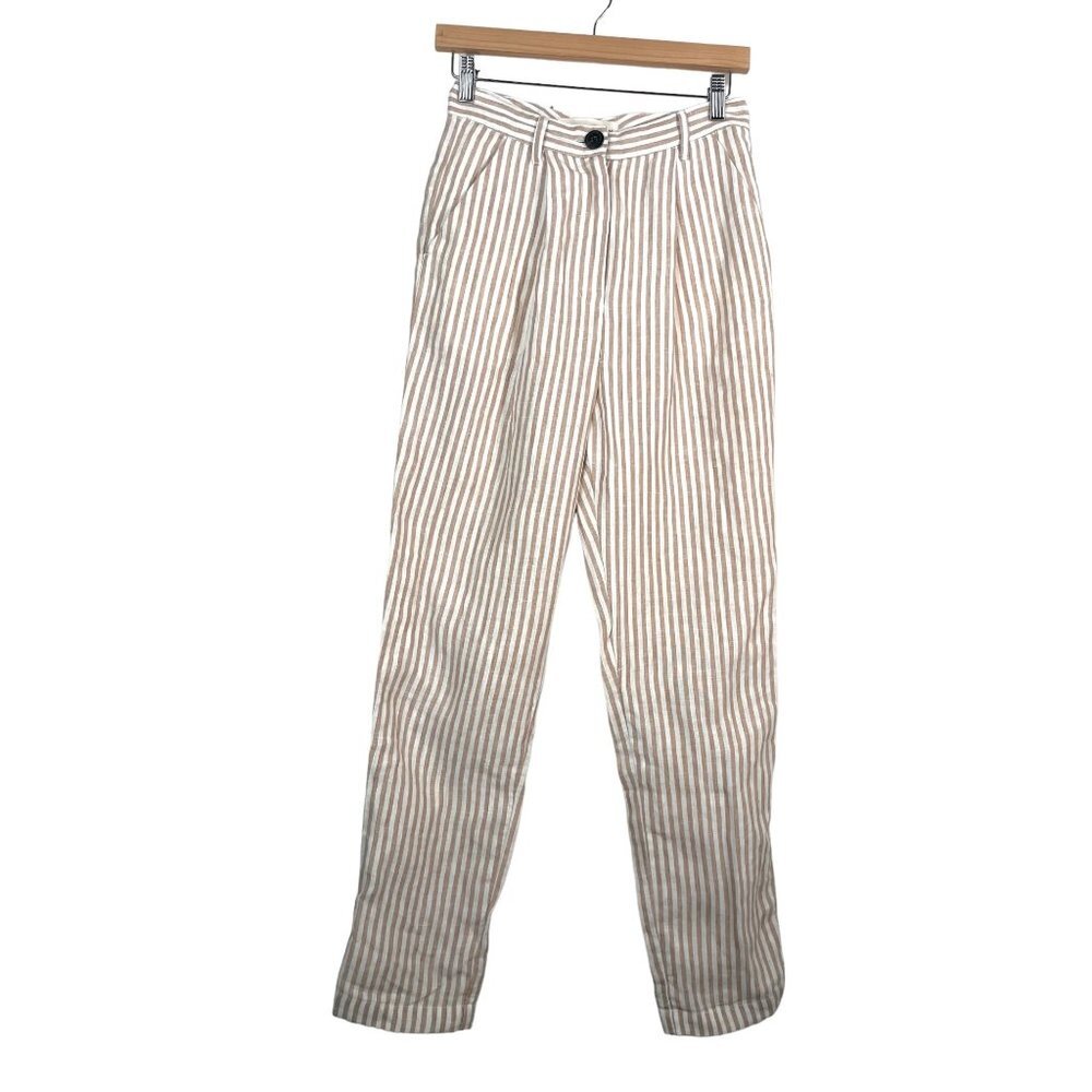 Mara Hoffman Linen striped pleated trouser pants‎ sz sz 2